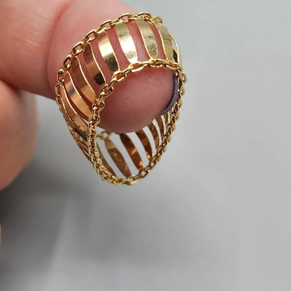 Sterling Silver Gold Plated Ladder  Rings Size 8 - Picture 7 of 8